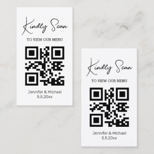 Moderne minimalistische QR-Code-Hochzeitsmenükarte Begleitkarte