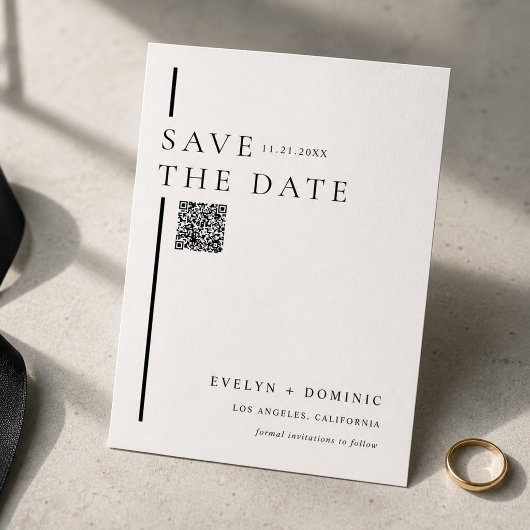 Moderne Minimalistische QR-Code-Hochzeitswebsite Save The Date