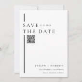 Moderne Minimalistische QR-Code-Hochzeitswebsite Save The Date (Vorderseite)
