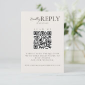Moderne Minimalistische QR-Code-Kalligrafie-RSVP-K RSVP Karte (Stehend Vorderseite)