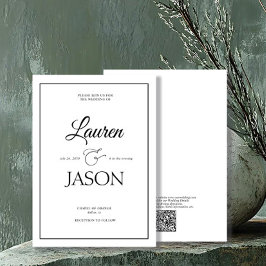 Moderne Minimalistische QR-Code-Namen Kalligrafie  Einladung