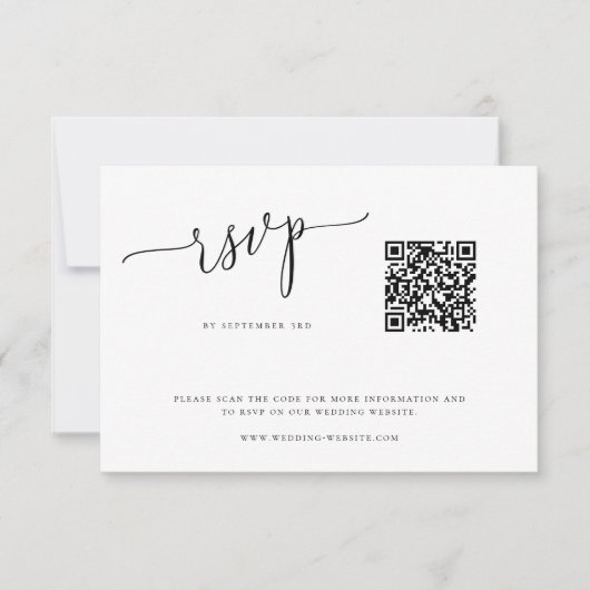 Moderne Minimalistische QR Code RSVP Card (Vorderseite)