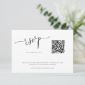 Moderne Minimalistische QR Code RSVP Card (Stehend Vorderseite)