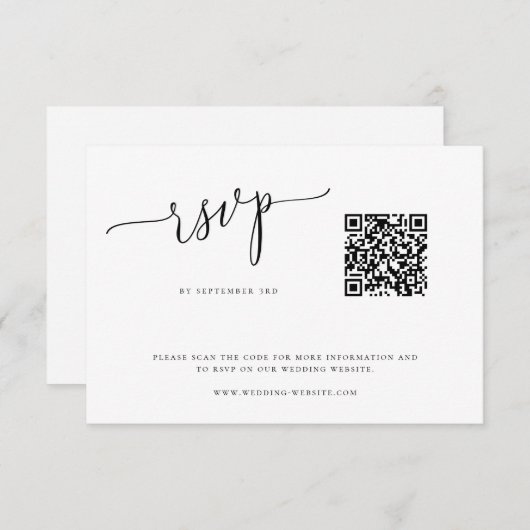 Moderne Minimalistische QR Code RSVP Card (Vorne/Hinten)