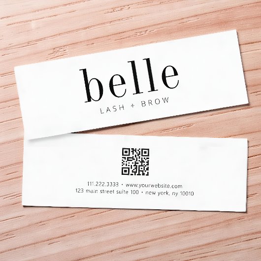 Moderne Minimalistische QR Code Scan Me Lash and B Mini Visitenkarte