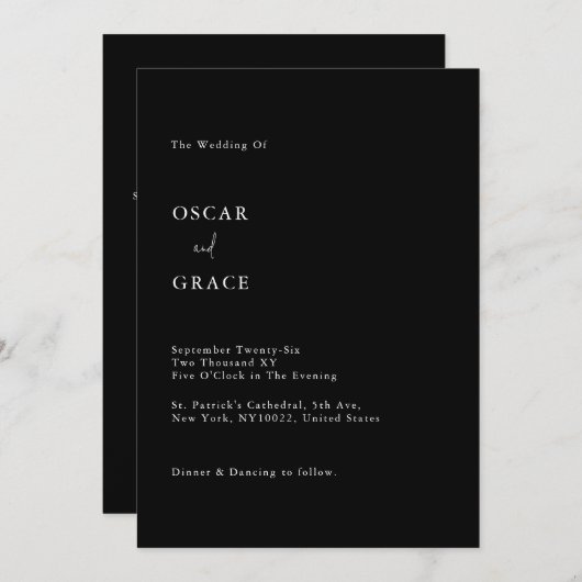 Moderne Minimalistische QR Code UAWG Black Wedding Einladung (Vorne/Hinten)