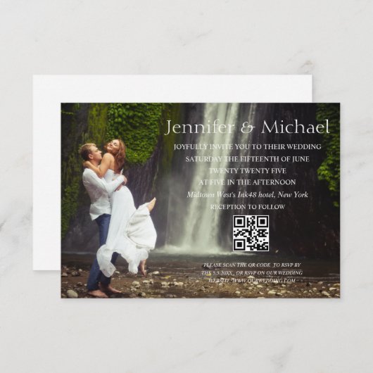 moderne minimalistische qr Code uAwg Hochzeit Einladung (Vorne/Hinten)