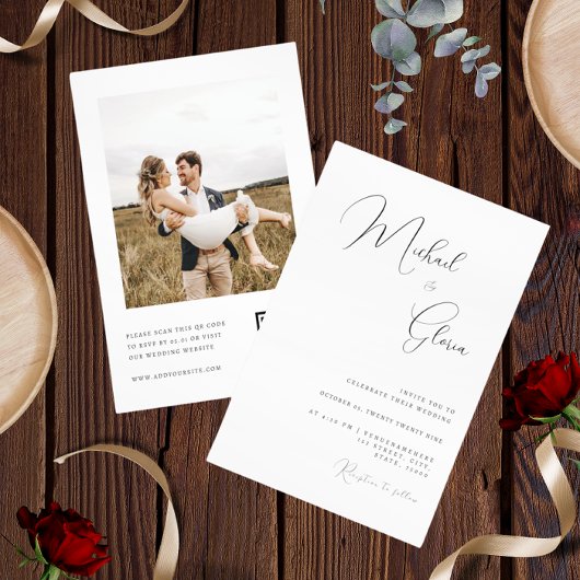 Moderne Minimalistische QR Code UAWG Wedding Einladung