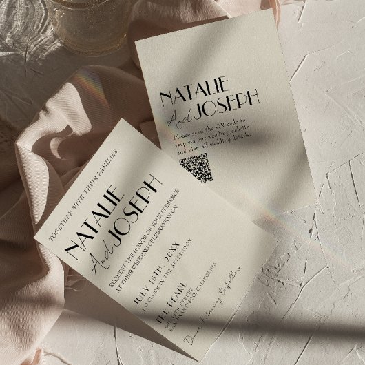 Moderne Minimalistische QR-Hochzeit Einladung