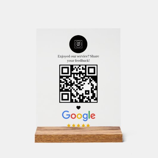 Moderne minimalistische QR-Überprüfungsanzeige Fee Acrylschild (Vorderseite)