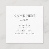 Moderne Minimalistische quadratische Visitenkarte (Rückseite)