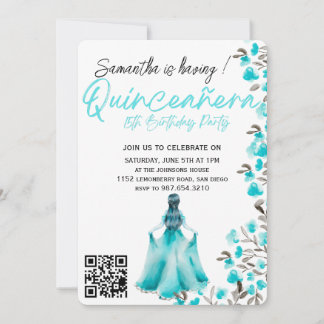 Moderne Minimalistische Quinceañera 15. Geburtstag Einladung