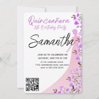 Moderne Minimalistische Quinceañera 15. Geburtstag Einladung