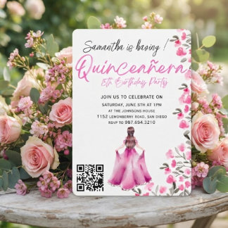 Moderne Minimalistische Quinceañera 15. Geburtstag Einladung