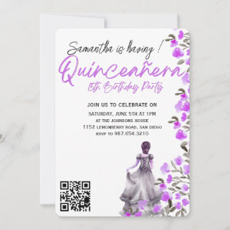 Moderne Minimalistische Quinceañera 15. Geburtstag Einladung