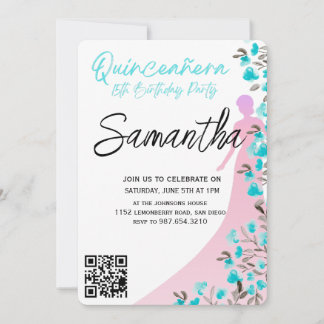 Moderne Minimalistische Quinceañera 15. Geburtstag Einladung