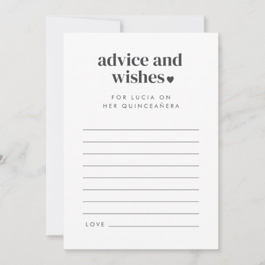Moderne Minimalistische Quinceañera Beratung wünsc Einladung (Vorderseite)
