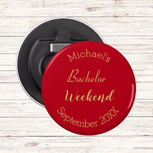 Moderne Minimalistische Red and Gold Bachelor Part Flaschenöffner