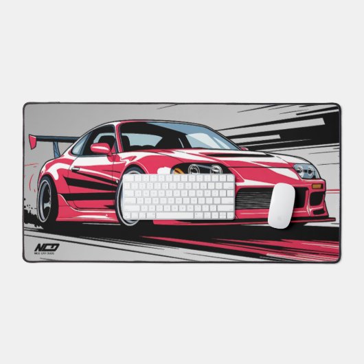 Moderne Minimalistische Rennautokultur Rot & Grau Schreibtischunterlage (Tastatur & Maus)