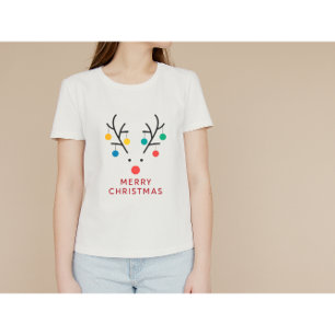 Moderne minimalistische Rentier-Weihnachtslichter- T-Shirt