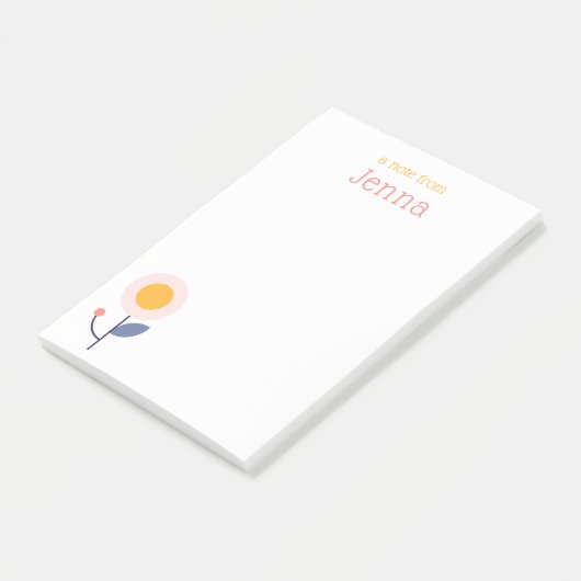 Moderne Minimalistische Retro-Flora Post-it Klebezettel (angewinkelt)