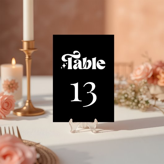 Moderne Minimalistische Retro-Schwarze Hochzeit Tischnummer