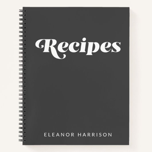 Moderne Minimalistische Retro Typografie Schwarzes Notizblock (Vorderseite)