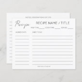 Moderne Minimalistische Rezept-Karte (Vorne/Hinten)