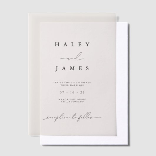 Moderne Minimalistische romantische Hochzeit Pergament Einladungen (Versetzt)