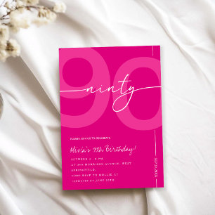 Moderne minimalistische rosa 90. Geburtstagsfeier Einladung