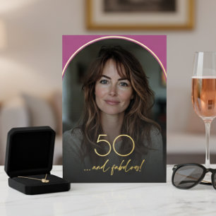 Moderne Minimalistische Rosa Bögen 50 & Fantastisc Folieneinladung