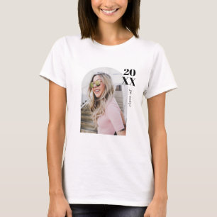 Moderne minimalistische rosa Bogen-Foto-Abschlussf T-Shirt