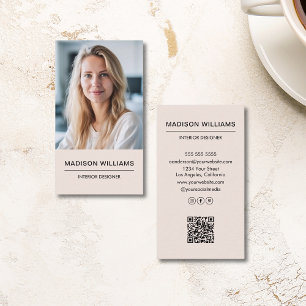 Moderne Minimalistische Rosa Foto QR Soziale Medie Visitenkarte