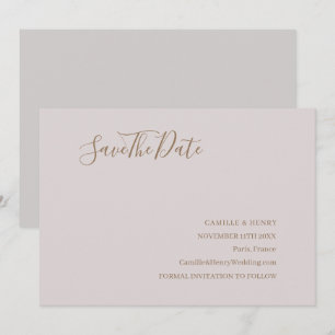 Moderne Minimalistische Rosa Gold Save The Date Ho