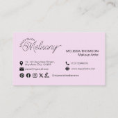 Moderne Minimalistische rosa goldgrüne Blumenlinie Visitenkarte (Rückseite)