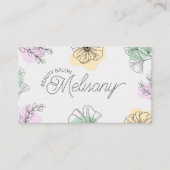 Moderne Minimalistische rosa goldgrüne Blumenlinie Visitenkarte (Vorderseite)