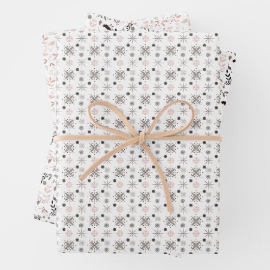 Moderne Minimalistische Rosa & Grau Weihnachtsfarb Geschenkpapier Set (Beispiel)