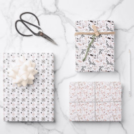 Moderne Minimalistische Rosa & Grau Weihnachtsfarb Geschenkpapier Set