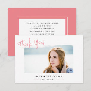 Moderne Minimalistische Rosa Handschriftliche Absc Dankeskarte