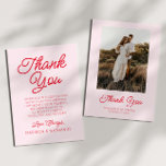Moderne Minimalistische rosa Hochzeit Dankeskarte<br><div class="desc">Dies ist ein moderner Minimal Minimalistisch rosa und rotes Custom Picture Foto Hochzeit Dankeschön Card!</div>