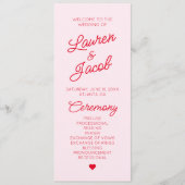 Moderne Minimalistische Rosa-Hochzeit Programm (Vorderseite)