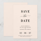 Moderne Minimalistische Rosa Hochzeit rettet das D Save The Date (Vorne/Hinten)