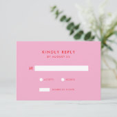 Moderne Minimalistische Rosa-Hochzeit RSVP Karte (Stehend Vorderseite)