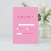 Moderne Minimalistische Rosa-Hochzeit RSVP Karte (Stehend Vorderseite)