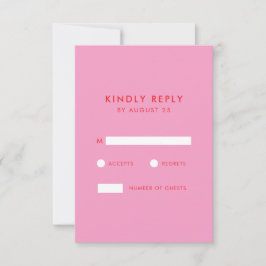 Moderne Minimalistische Rosa-Hochzeit RSVP Karte