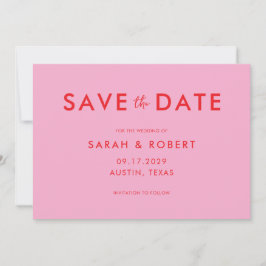 Moderne Minimalistische Rosa-Hochzeit Save The Date
