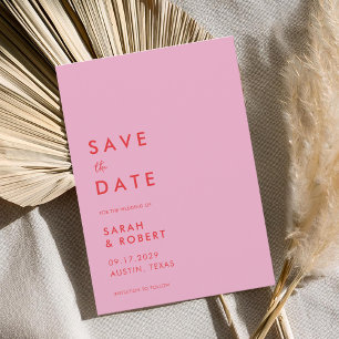 Moderne Minimalistische Rosa-Hochzeit Save The Date