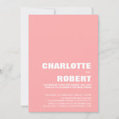Moderne Minimalistische rosa Hochzeitsempfehlung Einladung (Vorderseite)