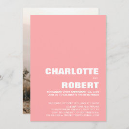 Moderne Minimalistische rosa Hochzeitsempfehlung Einladung