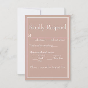 Moderne Minimalistische Rosa Mahlzeiten-Auswahl RS RSVP Karte